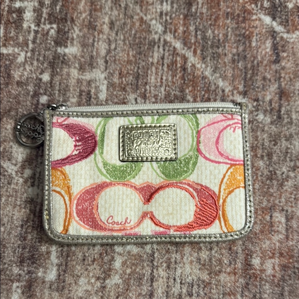 Coach Multicolor Signature Poppy card Pouch Some wear!!!